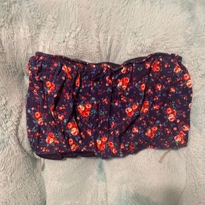 Navy floral tube top